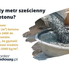 Ile to jest kubik betonu? Średnio 1m³ betonu waży 2400-2500 kg. Gęstość betonu wynosi ok. 2400-2500 kg/m³.