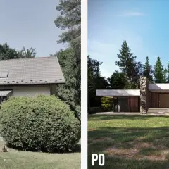 Przed i po: metamorfoza starego domu na nowoczesny. Zobacz, jak zmienił się budynek, zyskując nowy, minimalistyczny wygląd.